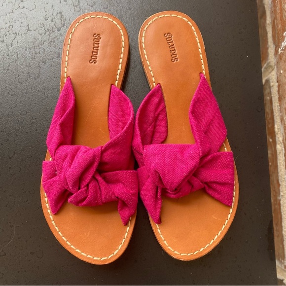 Soludos Fuchsia Cloth Knotted Slip On Slide Sandals Size 8 - Picture 2 of 9